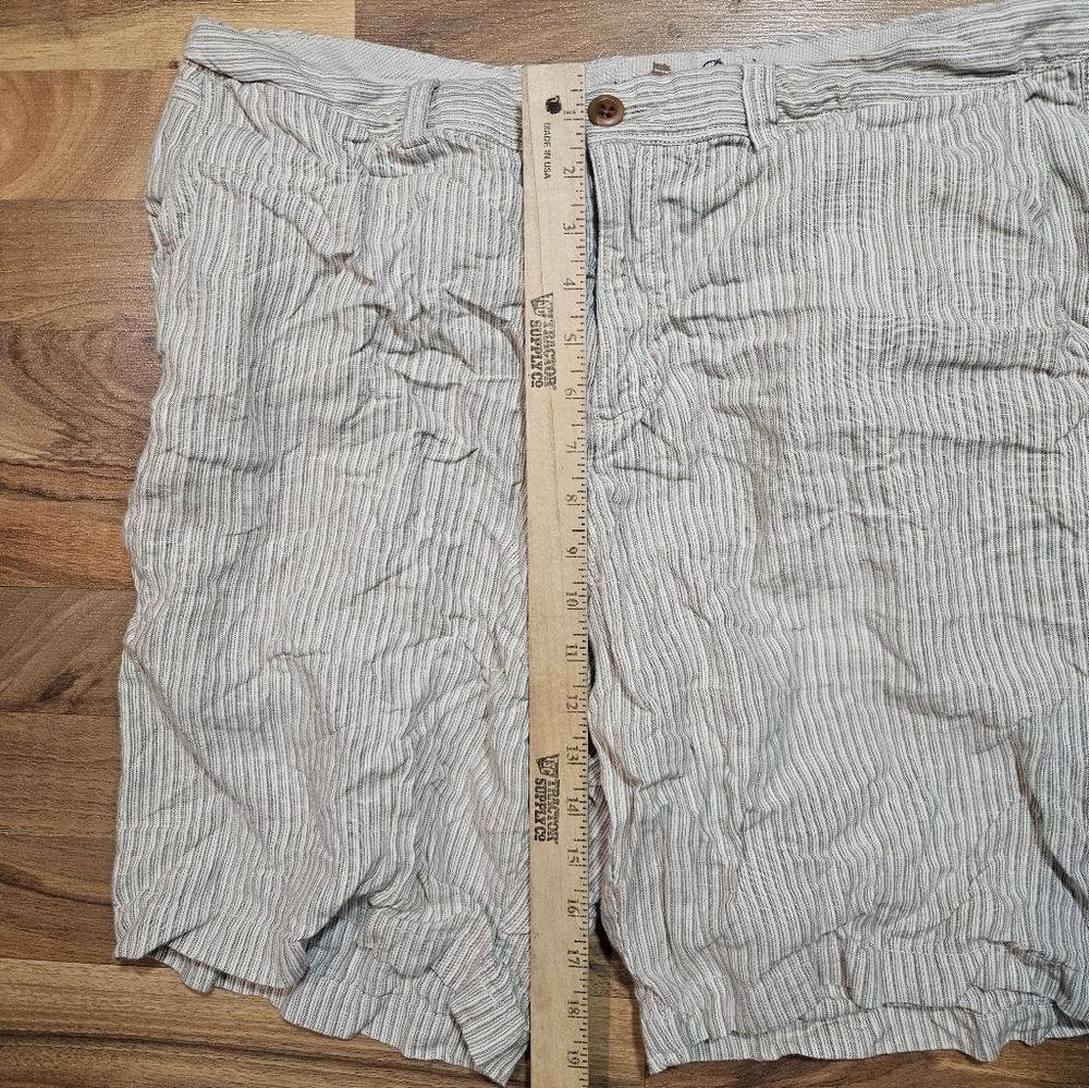 Tommy Bahama Men's 100% Linen Flat Front Shorts Brown White Striped Size 36 - Picture 6 of 7